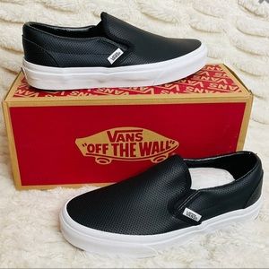 NEW Black Perforated Leather Classic Slip On